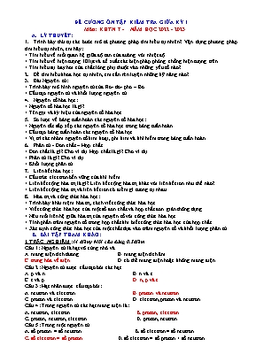 Đề cương ôn tập kiểm tra giữa học kì 1 Khoa học tự nhiên Lớp 7 - Năm học 2022-2023